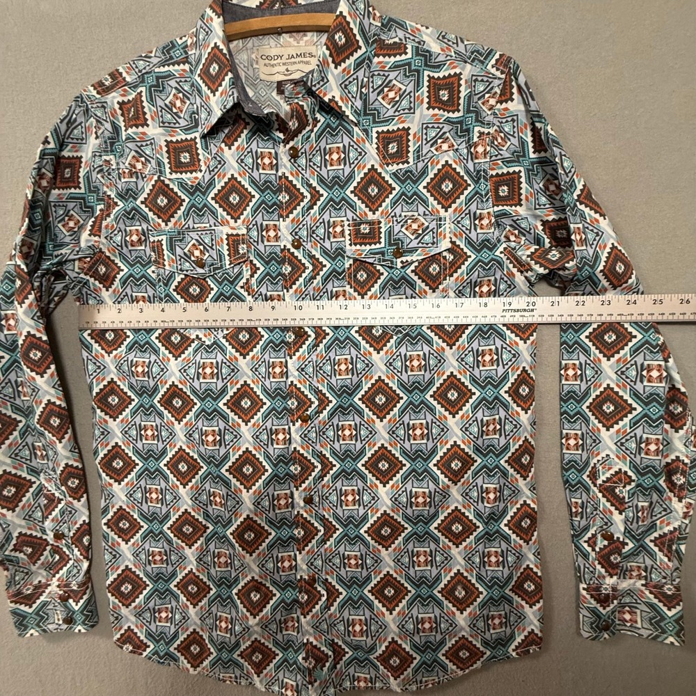 Cody James Authentic Western Apparel Pearl Snap Long Sleeve Shirt Men Size Small - Picture 4 of 9